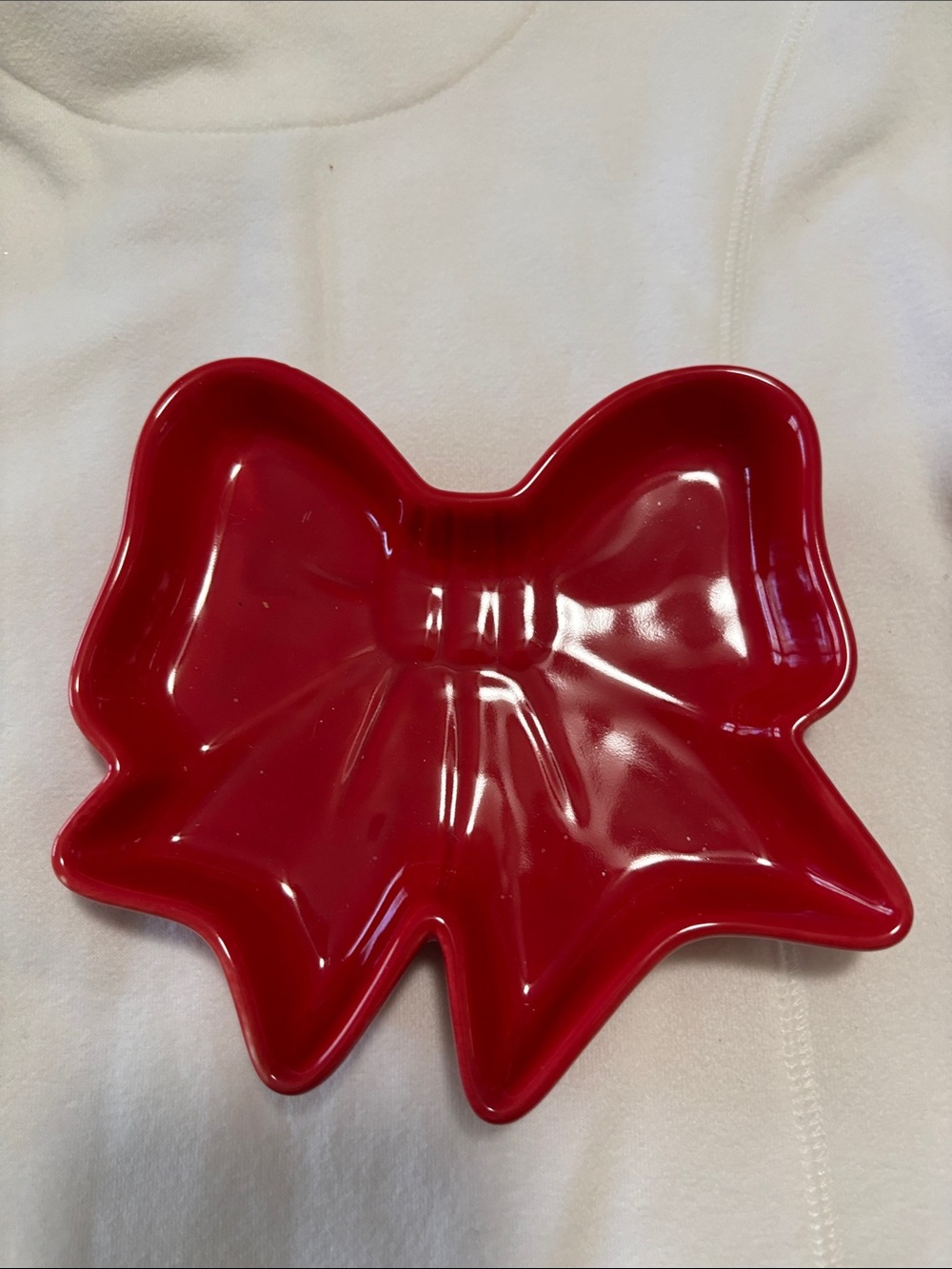 Red Ceramic Bow Shaped Dish
